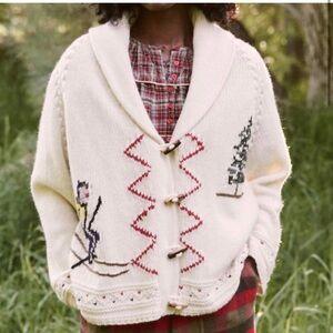 THE GREAT. the ski lodge cardigan in cream Sz 0 (Small)